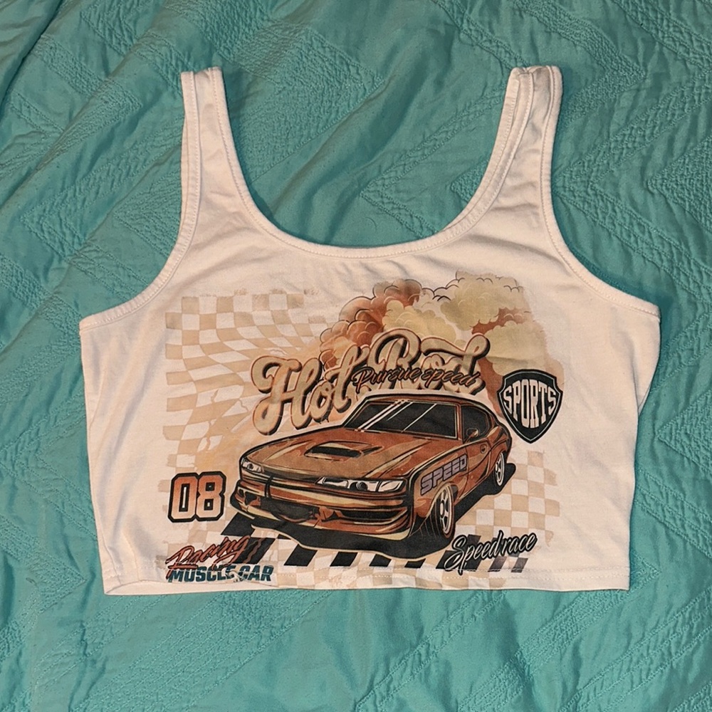 White Hot Rod Graphic Crop Top